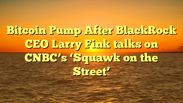 Bitcoin Pump After BlackRock CEO Larry Fink talks on CNBC’s ‘Squawk on the Street’